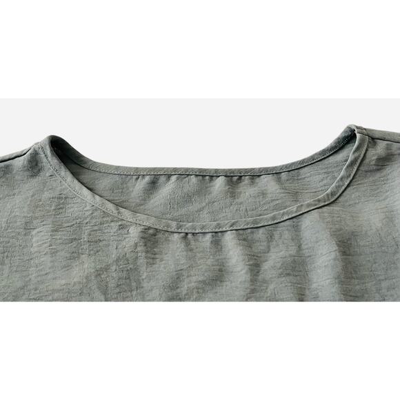 SHEIN CURVE SHORT RUFFLED SLEEVE ROUND NECK BLOUSE, WOMENS, 3XL, MED. GREY - Picture 2 of 11